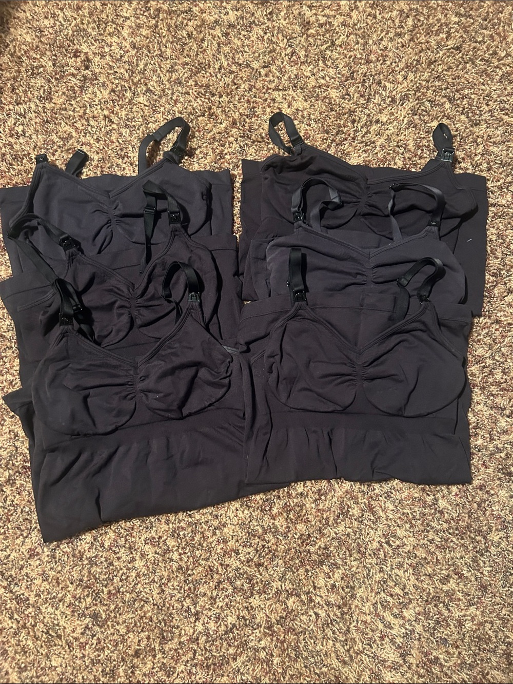 Black Seamless Nursing Tanks- Set of 6